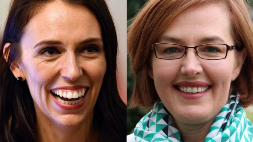 Portraits of Jacinda Ardern and Meegan Fitzharris.