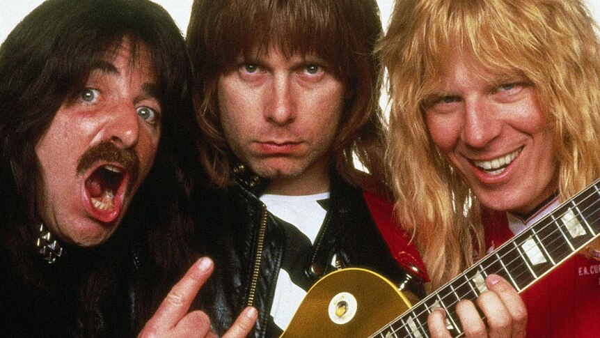 The members of the rock group Spinal Tap. A press photo from the 1984 film This is Spinal Tap.
