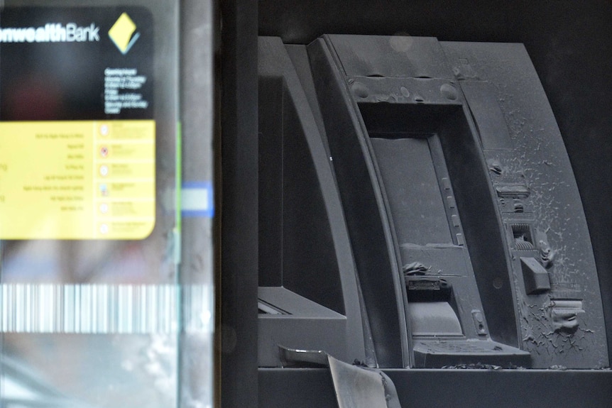 ATM damaged by fire at Commonwealth Bank Springvale
