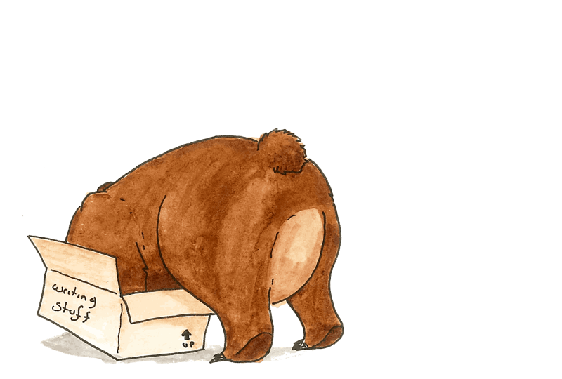 Bear looks in a box
