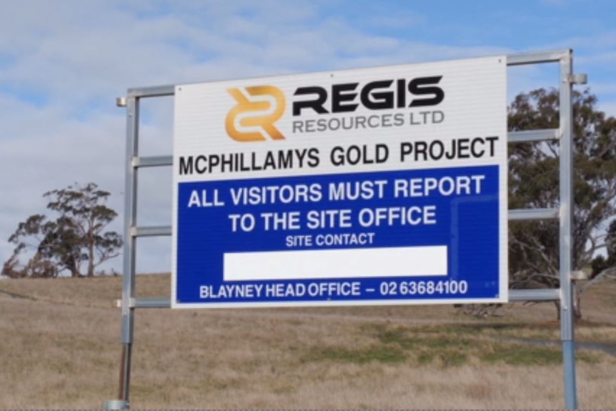 Regis Resources McPhillamys gold mine sign