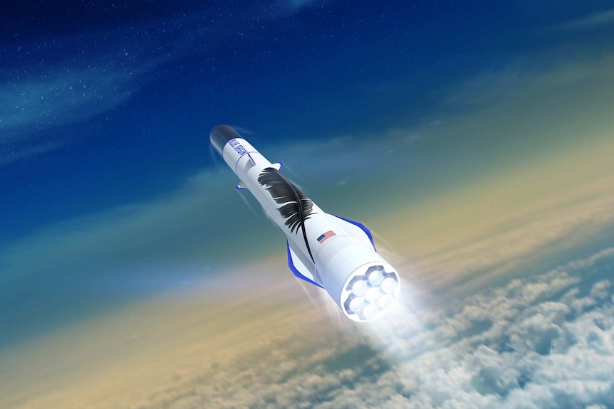 An artists impression of a spacecraft flying in space