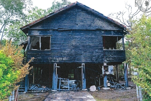 A blackened and burnt home