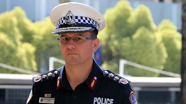Northern Territory Police Commissioner Reece Kershaw walks into the Darwin Local Court.