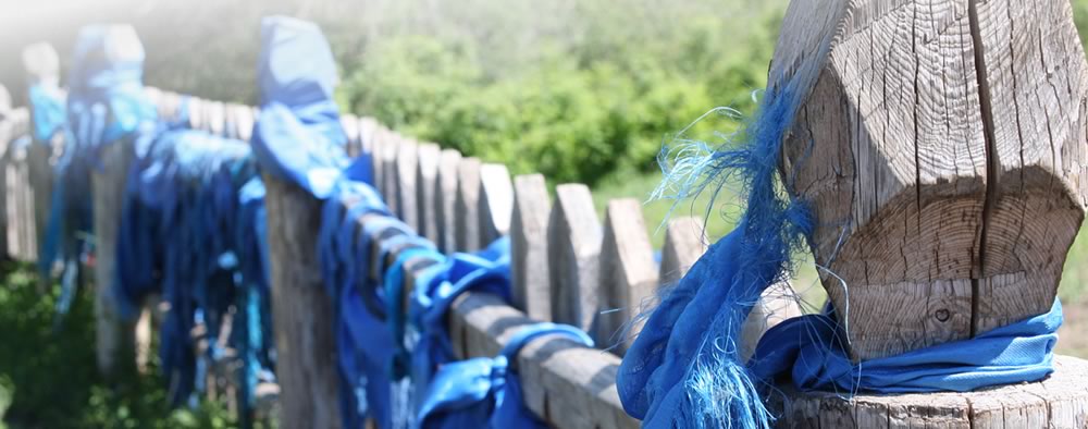 Blue-coloured scarves are tied at places of worship and as a sign of respect