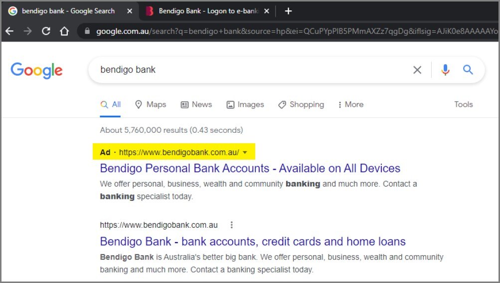 A web page showing Google search results.