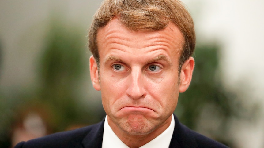 A close-up of Emmanuel Macron