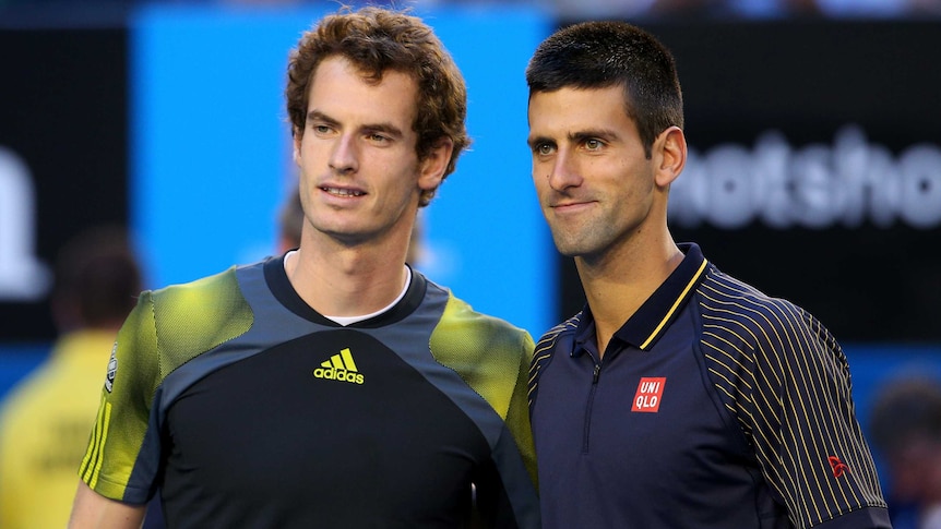 Ready for battle ... Andy Murray (L) and Novak Djokovic pose before last year's final