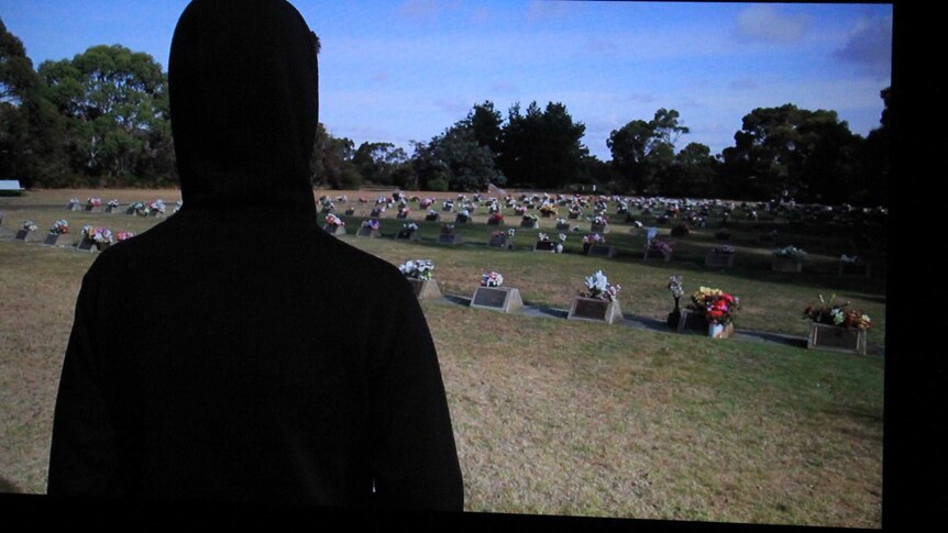 A still from a short film on death