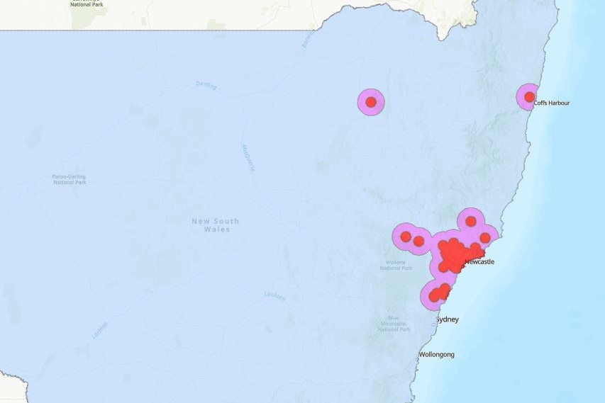 Varroa mite emergency zone map shows red, purple and blue zones in NSW