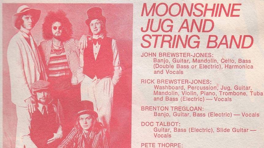 Doc Neeson (top left)  in Moonshine jug band in the 1970's