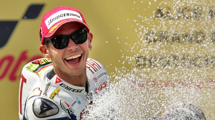 Rossi celebrates German MotoGP win