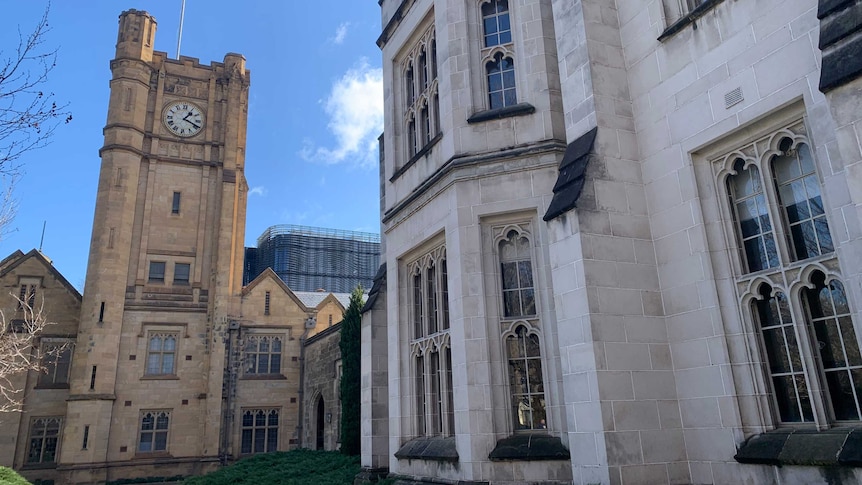 Sandstone buildings on the University of Melbourne campus.