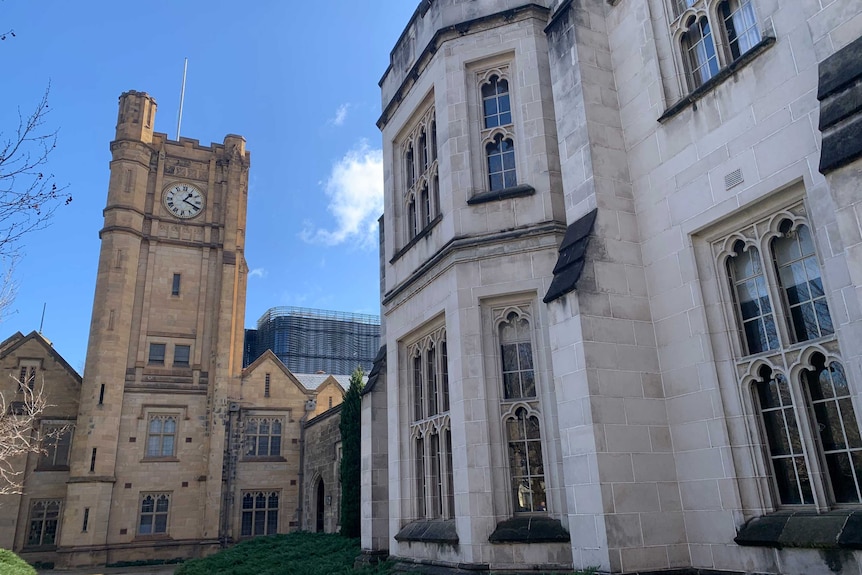 Sandstone buildings on the University of Melbourne campus.