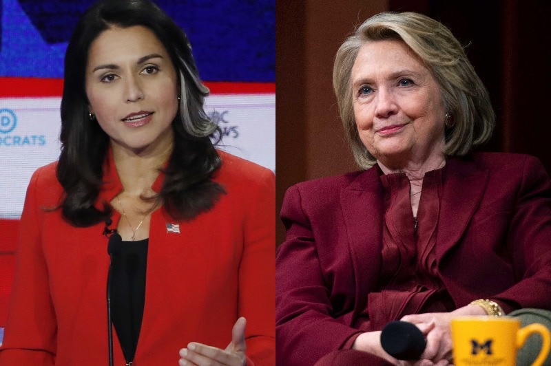 A composite image of Hillary Clinton and Tulsi Gabbard