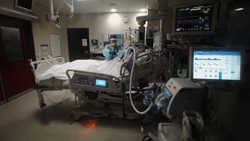 A patient on ventilator at Austin Health taking part in the zinc trial