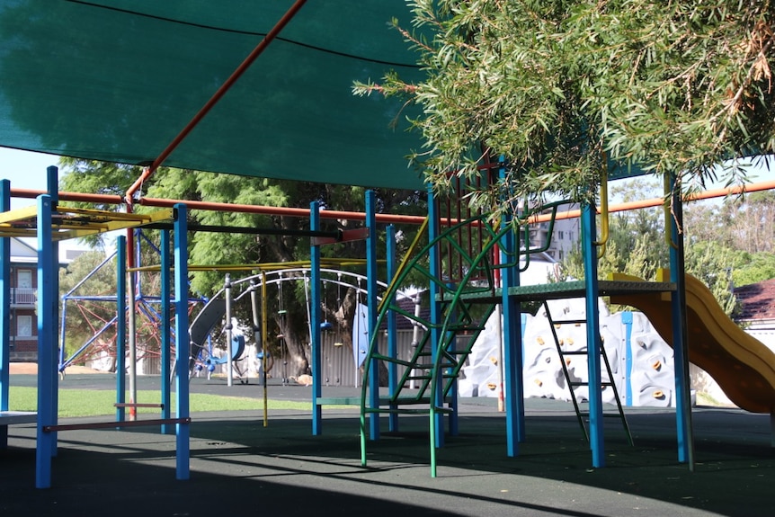 Empty school play equipment.