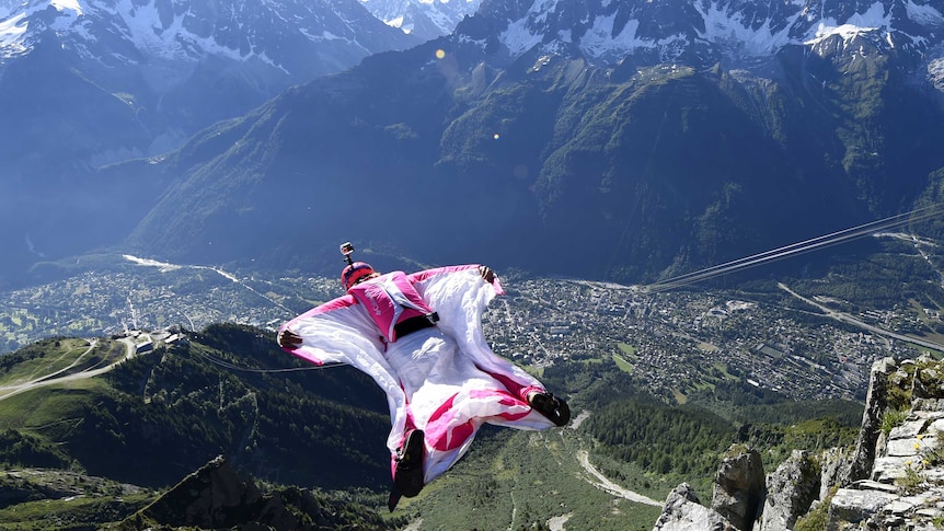 Base jumper leaps from Brevent mountain in French Alps