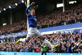 Everton's Ross Barkley celebrates his goal against Manchester City at Goodison Park on May 3, 2014.
