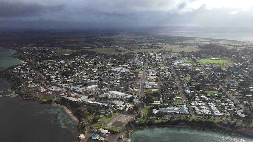 An aerial photo of Kingscote on Kangaroo Island