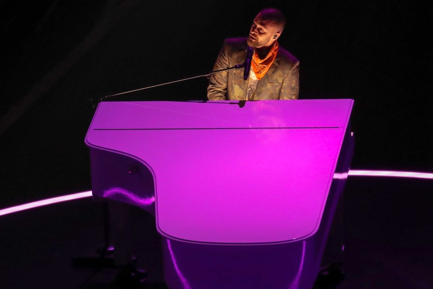 Justin Timberlake performs during halftime of NFL Super Bowl 52 on February 4, 2018, in Minneapolis.