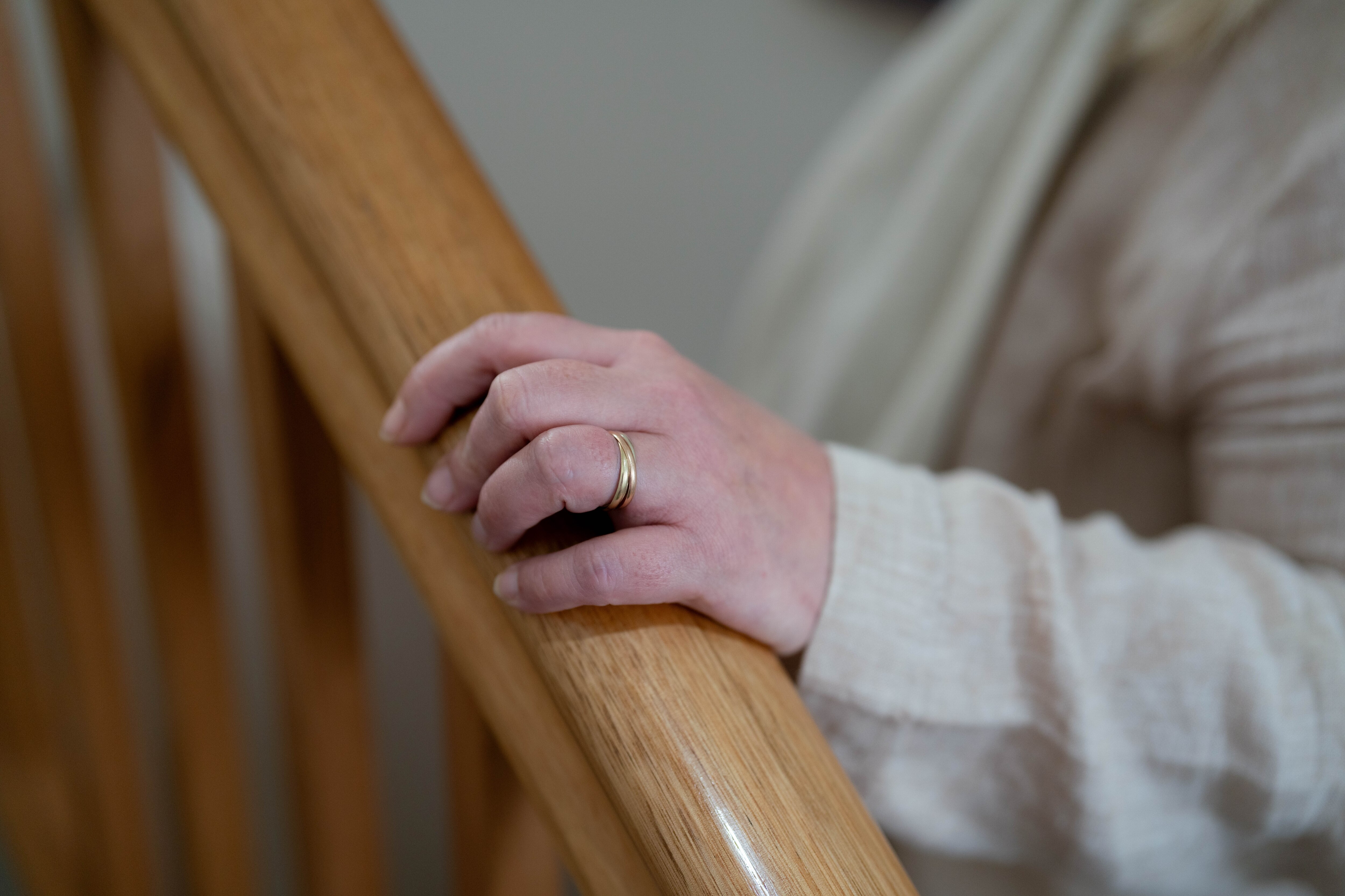 A woman out of focus