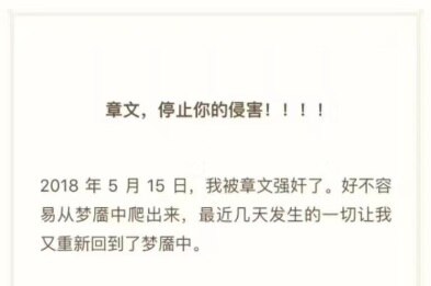A screenshot of the Zhang Wen allegations, written in Chinese.