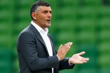 Western United A-League men coach John Aloisi claps his team from the sidelines