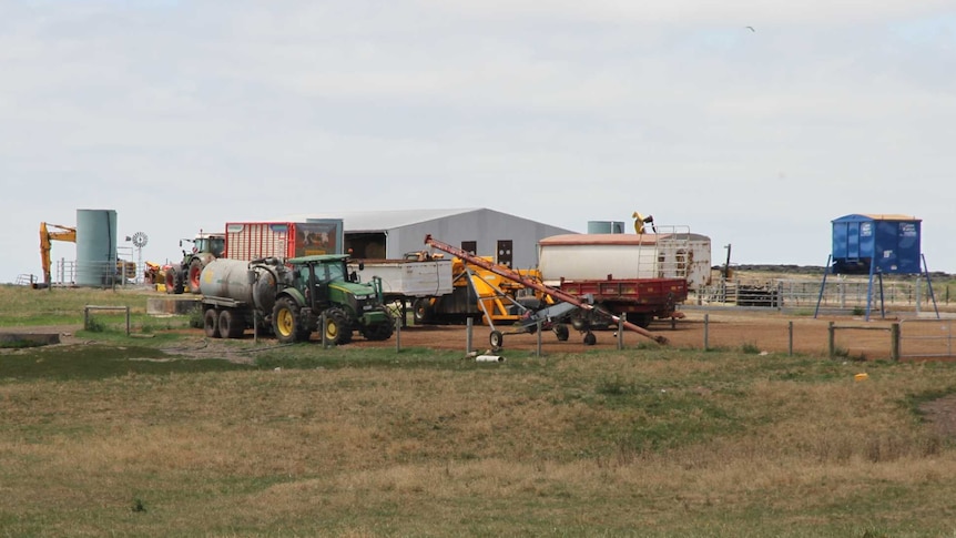 Farm machinery at the scene of an accident at Naringal which killed a toddler.