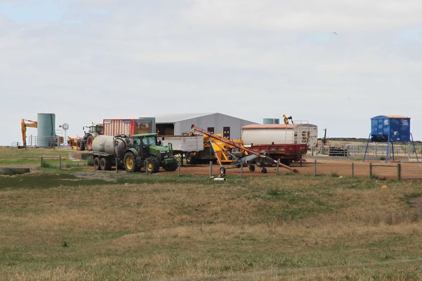 Farm machinery at the scene of an accident at Naringal which killed a toddler.
