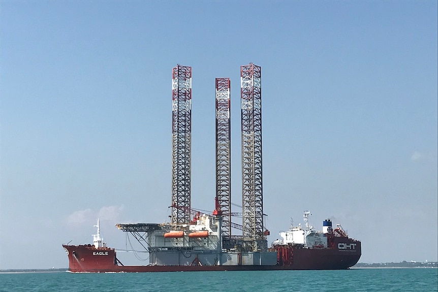 A cargo ship in the Darwin Harbour.