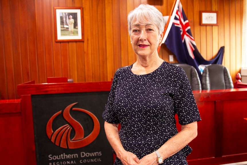 Southern Downs Regional Council Mayor Tracy Dobie stands in a council office in Warwick.