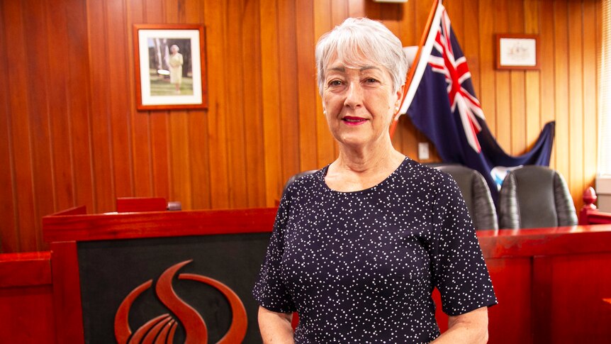 Southern Downs Regional Council Mayor Tracy Dobie stands in a council office in Warwick.
