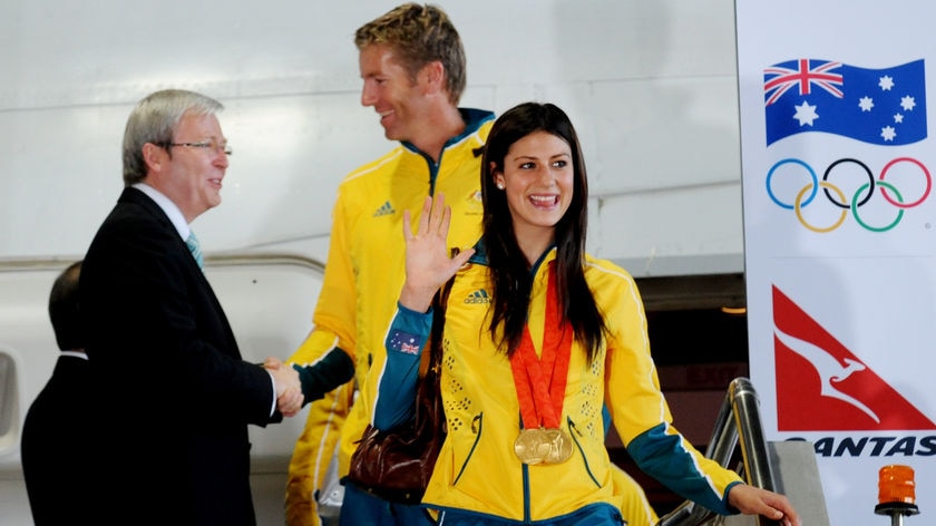 PM Kevin Rudd greets Australia's Olympic team