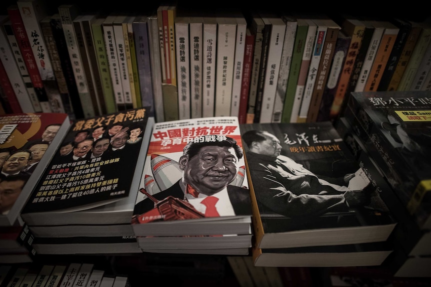 Books on a book shelf.