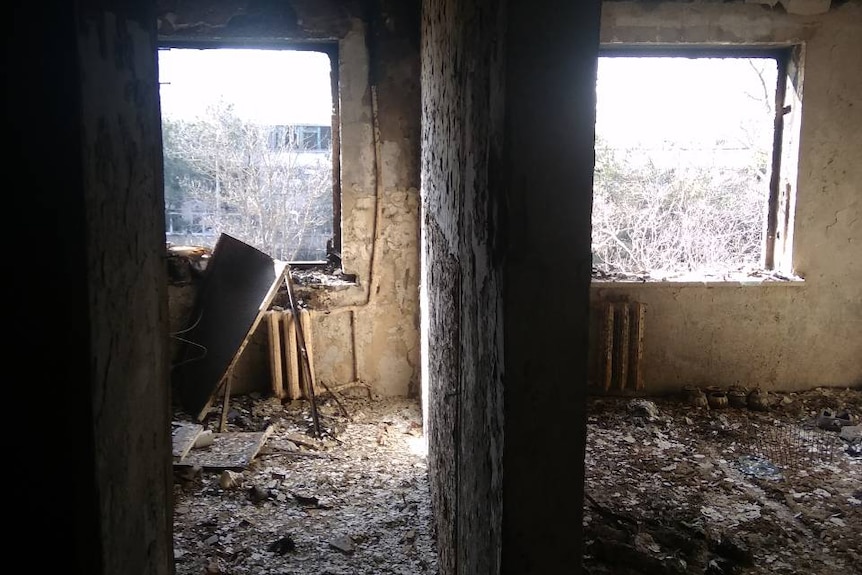 A view inside an apartment damaged by Russian shelling. 