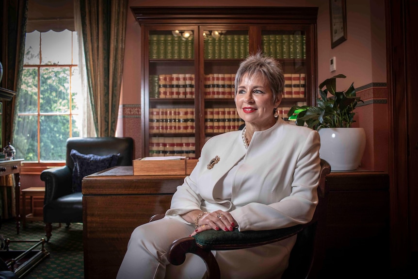 Sue Hickey photographed in her Tasmanian Parliament office.