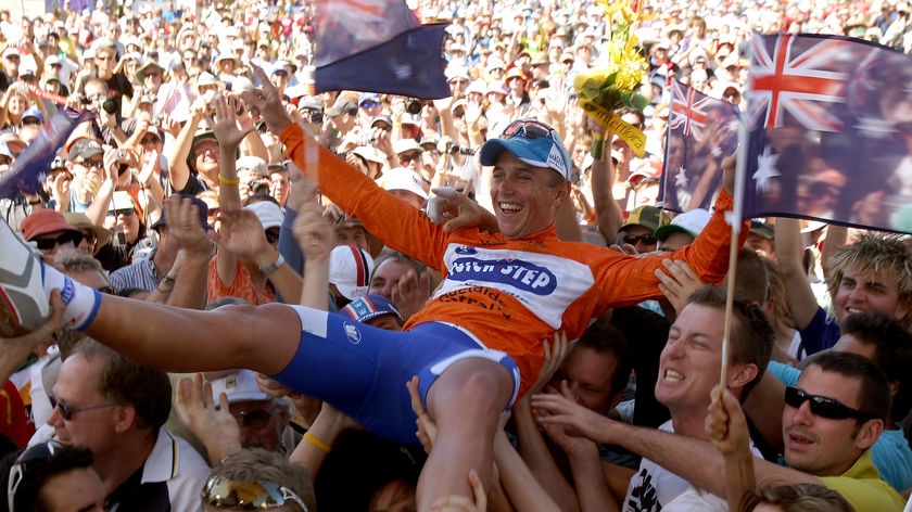 Stellar career ... Allan Davis celebrates winning the 2009 Tour Down Under