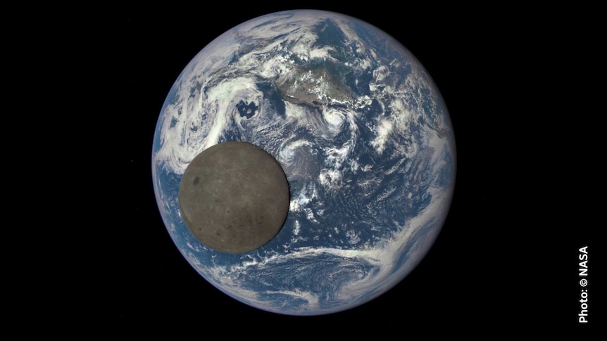 Image of the moon orbiting the Earth