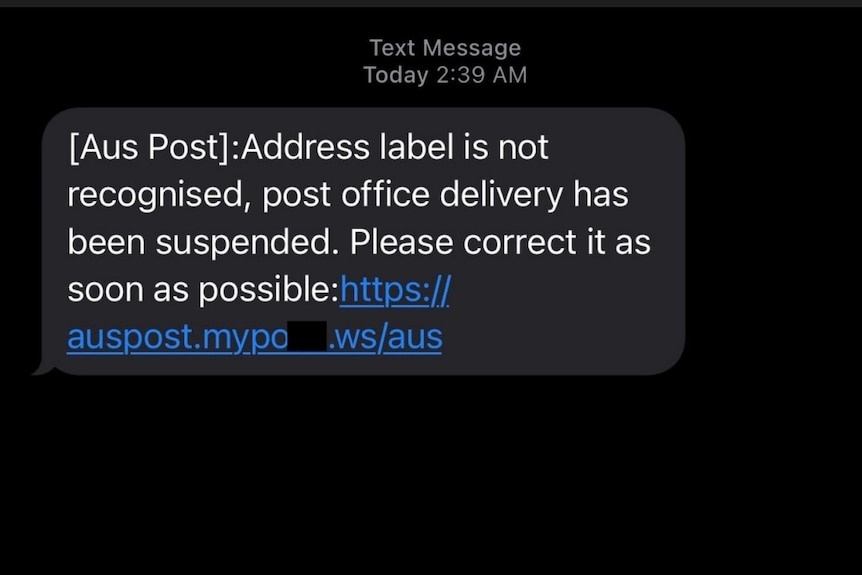 SMS reads: Address label is not recognised, post office delivery has been suspended. Please correct as soon as possible. URL
