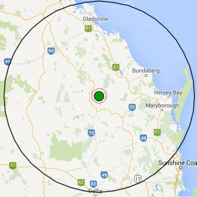 Map showing where earthquake was felt