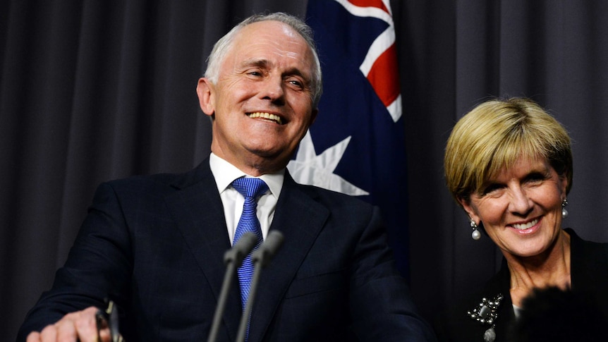 Prime Minister-designate Malcolm Turnbull with Deputy Prime Minister Julie Bishop