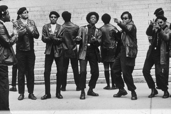 1st May 1969: Members of the Black Panther party demonstrate outside the Criminal Courts Building