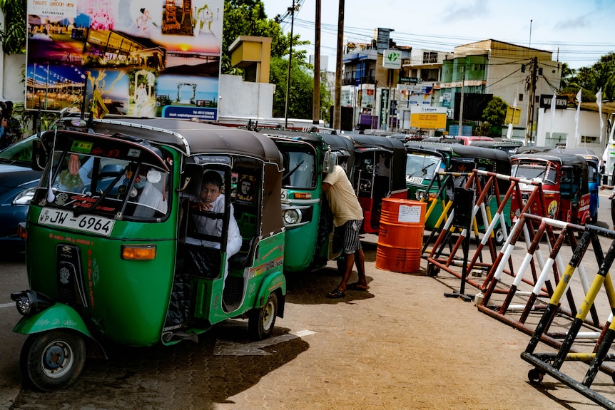 A fuel queue.