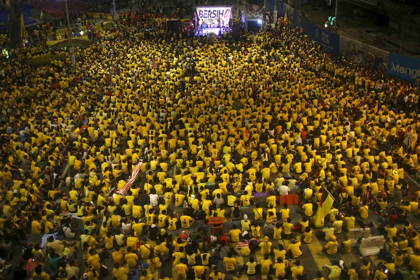 Supporters of the pro-democracy Bersih group demonstrating in Kuala Lumpur