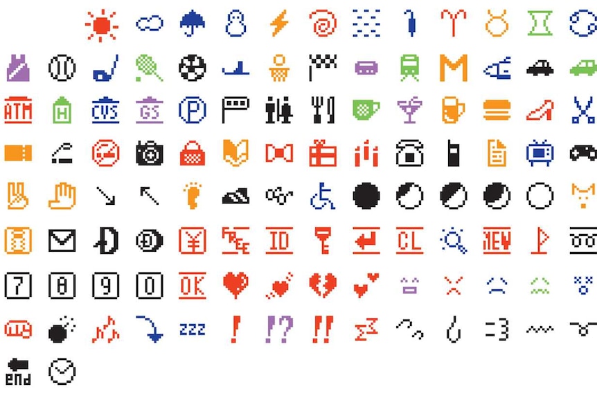 Some of the initial emoji used for Japanese telco NTT DoCoMo.