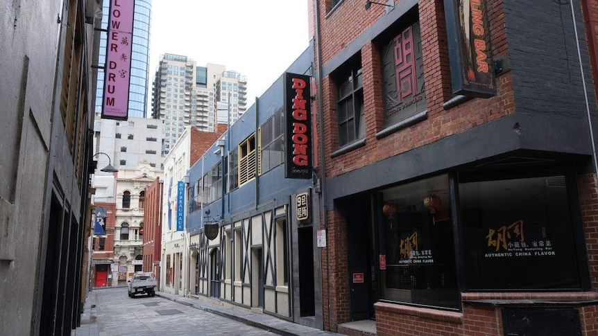 An empty laneway in Melbourne's CBD.