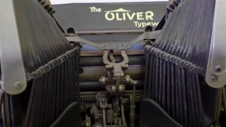 close-up of typewriter keyes.