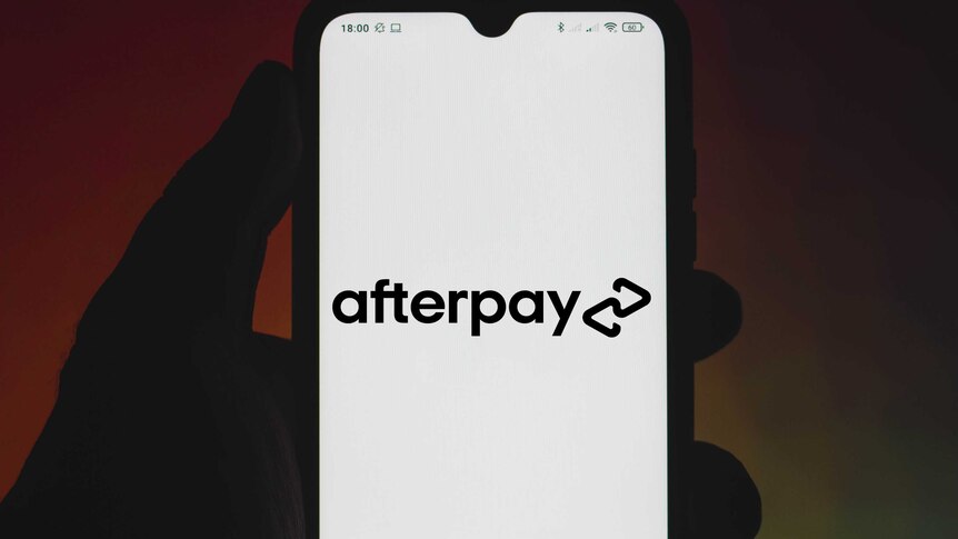 A phone with an Afterpay logo.