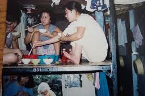 A photo of conditions in the Hong Kong refugee camp.